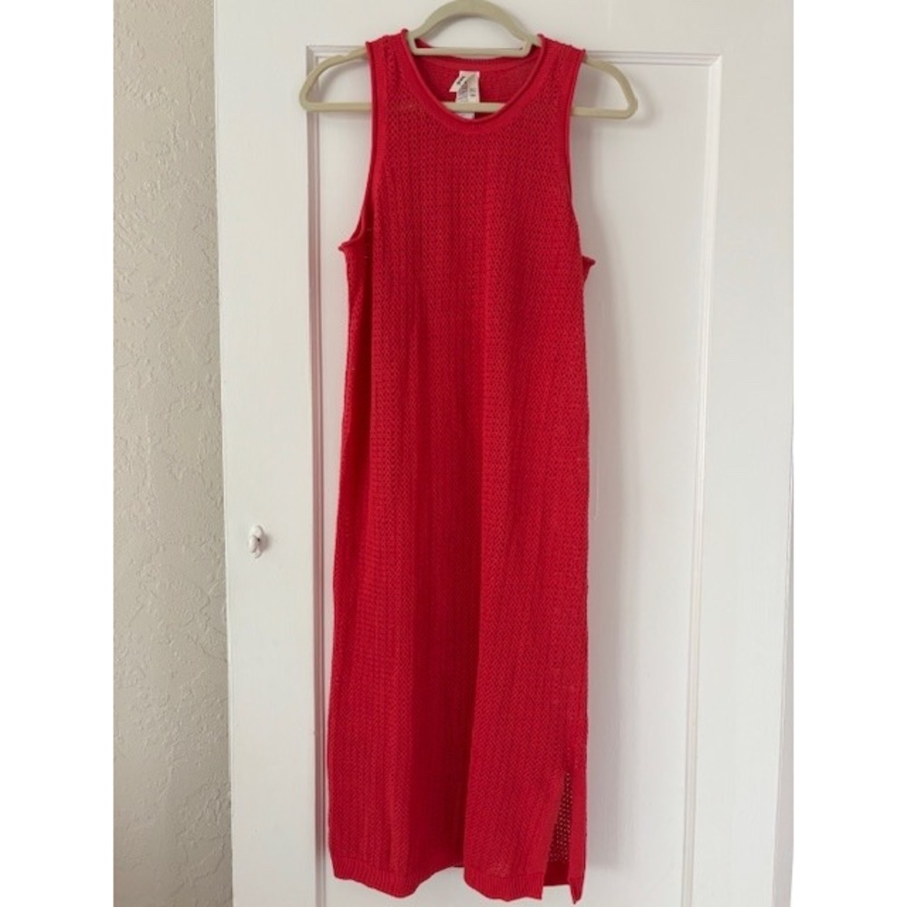 Pact Beachside Organic Red Crochet Coverup Midi Dress XL